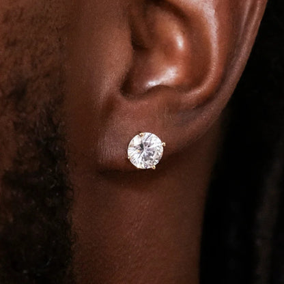 925 Sterling Silver 8mm Moissanite Earrings 4ct TW Studs