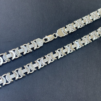 925 Sterling Silver 10mm Flat Byzantine Chain Necklace