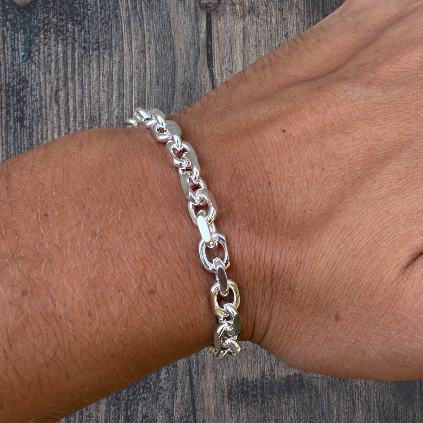 925 Sterling Silver 6mm Anchor Cable Bracelet