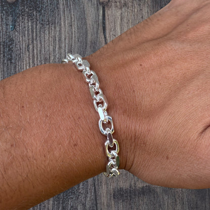 925 Sterling Silver 6mm Anchor Cable Bracelet