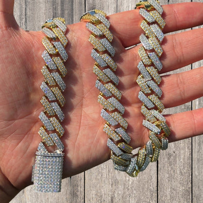 925 Sterling Silver 16mm Moissanite Miami Cuban Prong Chain Necklace