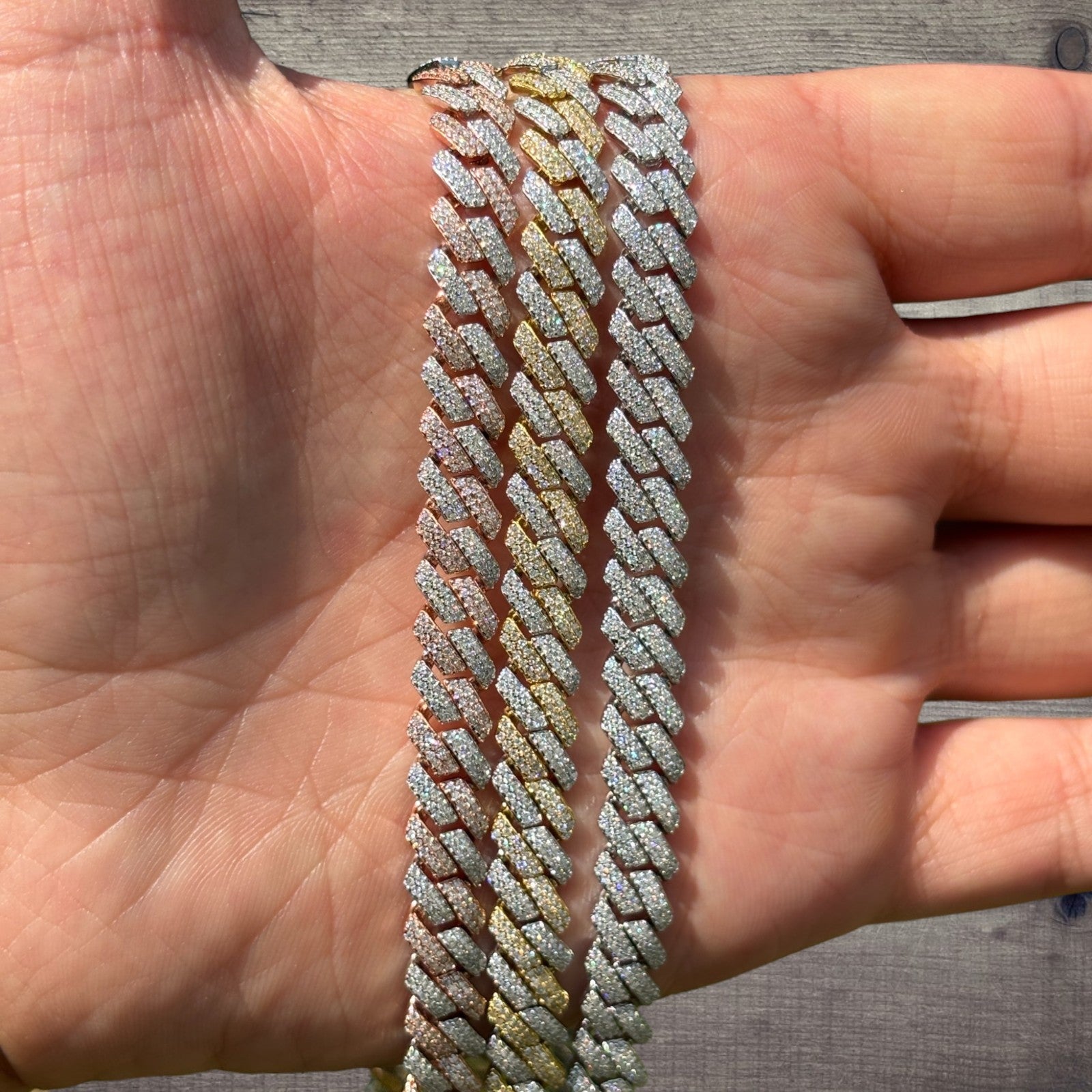 925 Sterling Silver 8mm Moissanite Miami Cuban Prong Chain Necklace