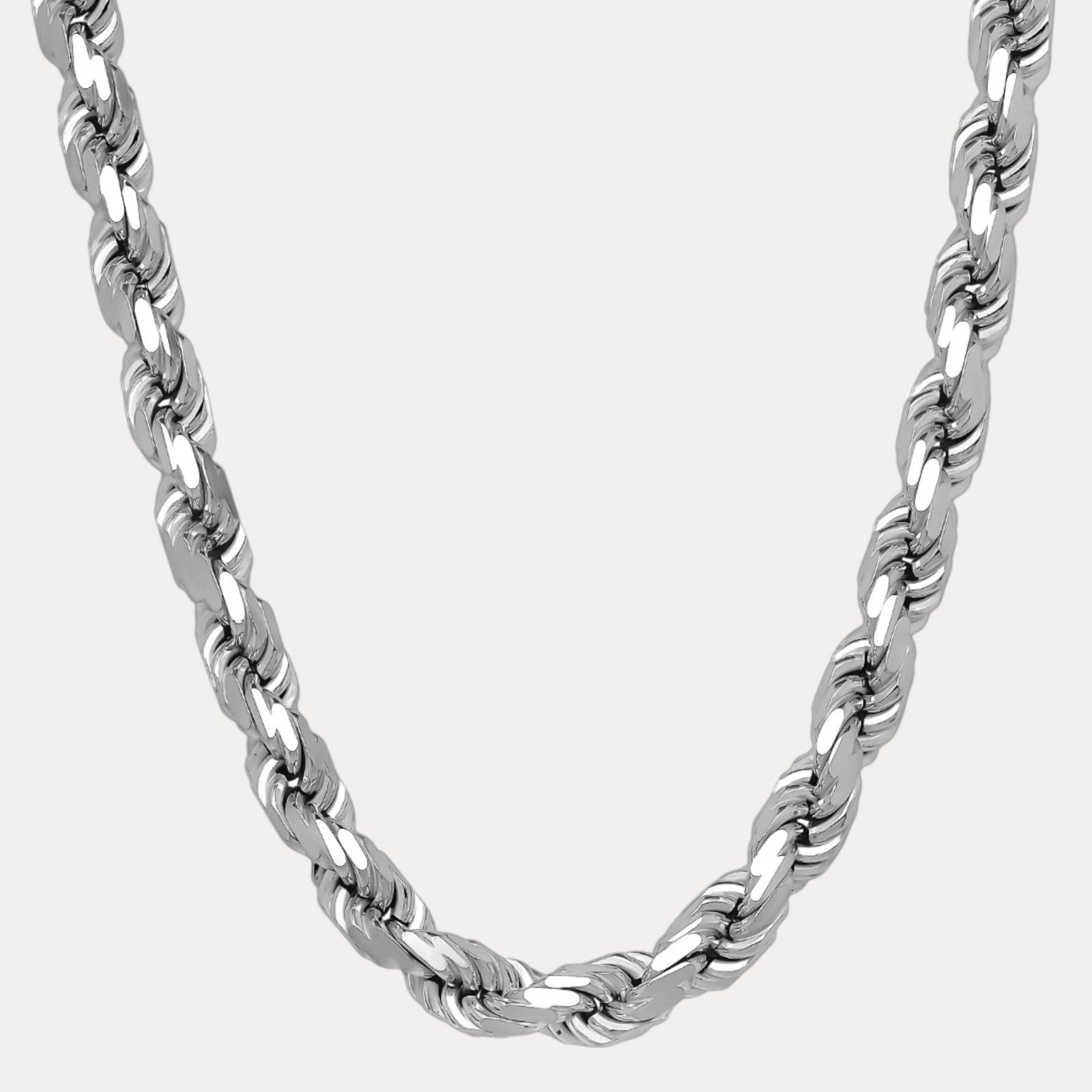925 Sterling Silver 12.5mm Diamond Cut Rope Chain Necklace