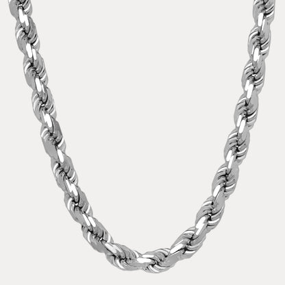 925 Sterling Silver 12.5mm Diamond Cut Rope Chain Necklace