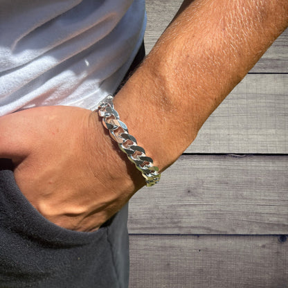 925 Sterling Silver 12mm Curb Bracelet