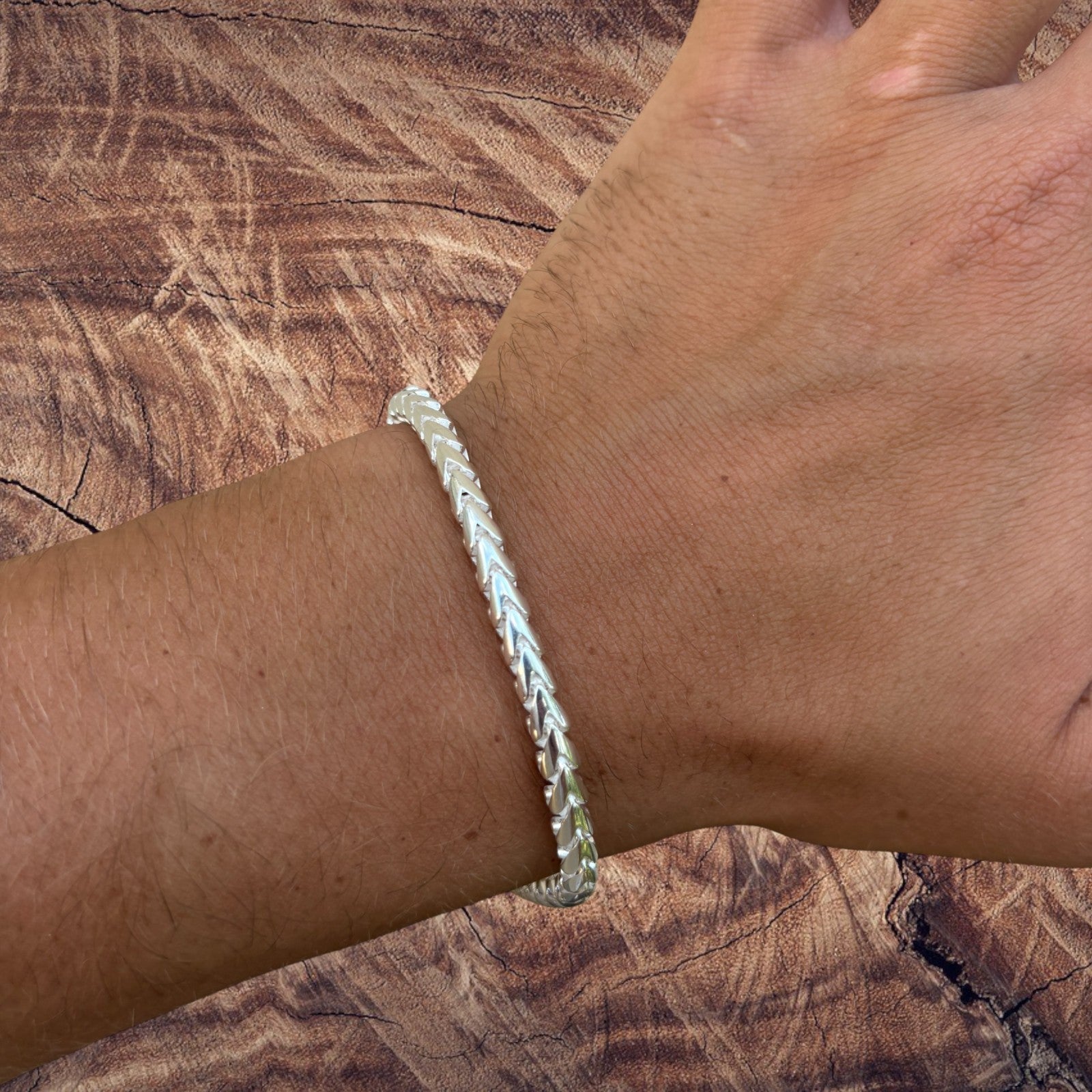 925 Sterling Silver 5mm Rounded Franco Bracelet W. Box Clasp