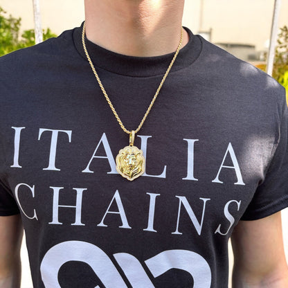 925 Sterling Silver Lion Head Pendant With Moissanite - Medium