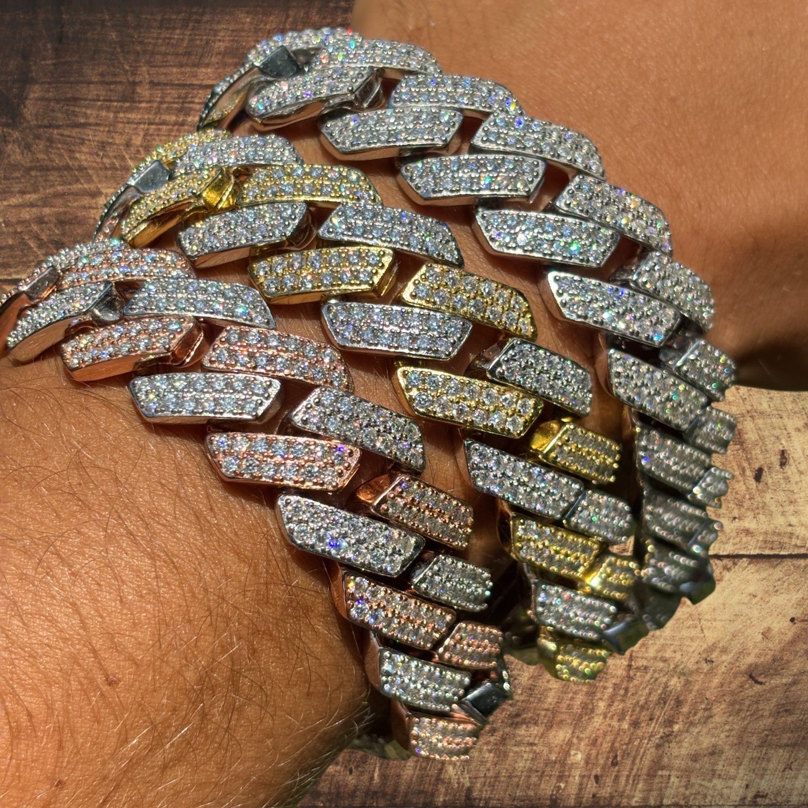 925 Sterling Silver 20mm Moissanite Cuban Prong Bracelet