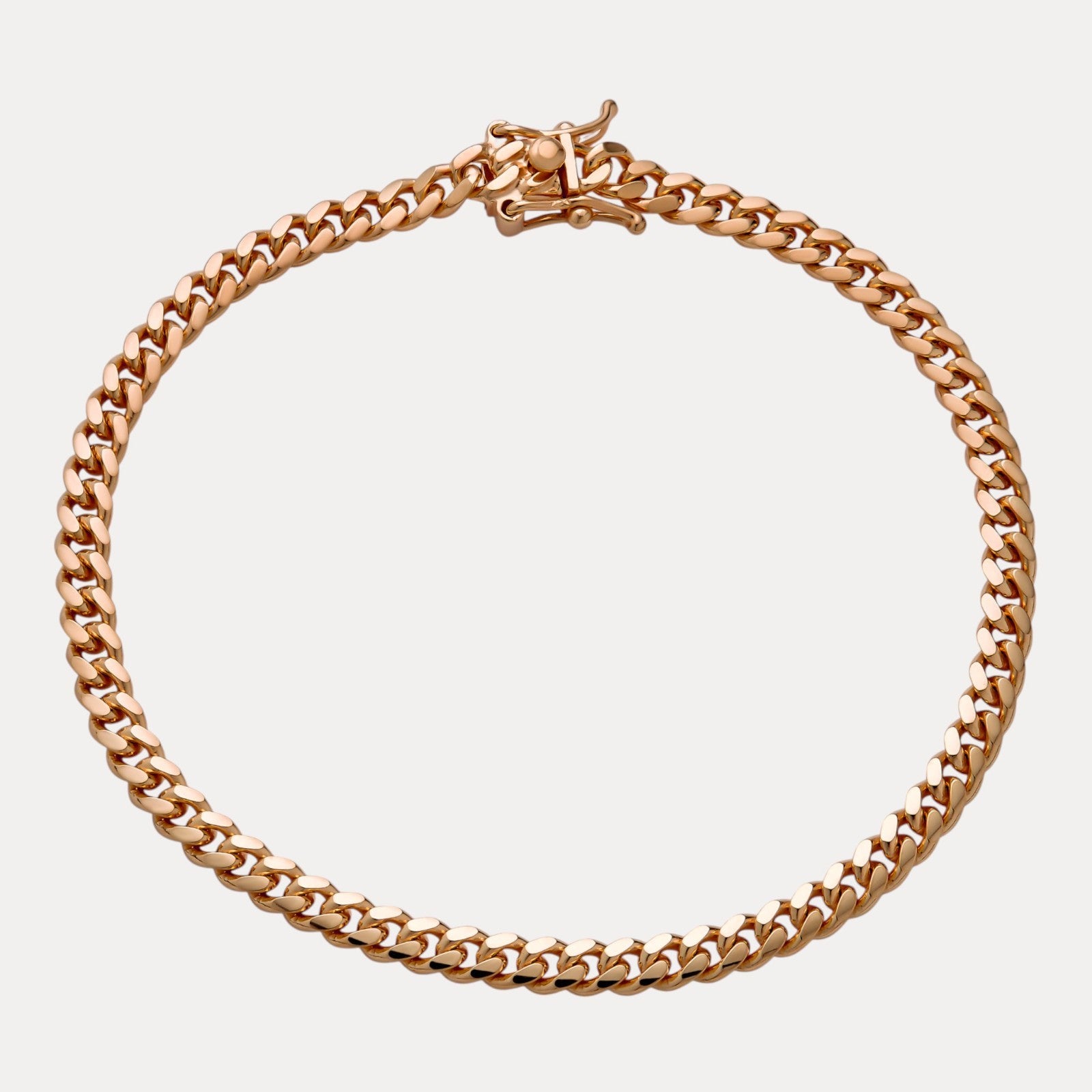 925 Sterling Silver 4mm Miami Cuban W. Box Clasp Bracelet