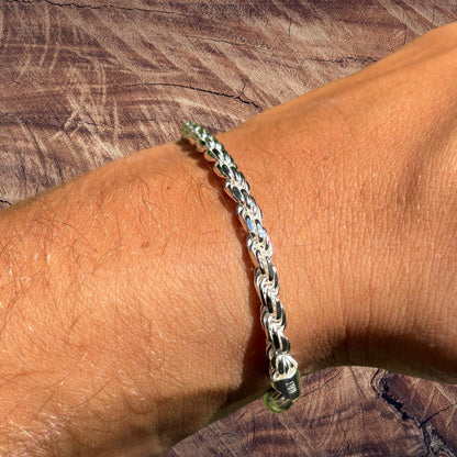 925 Sterling Silver 4mm Diamond Cut Rope Bracelet