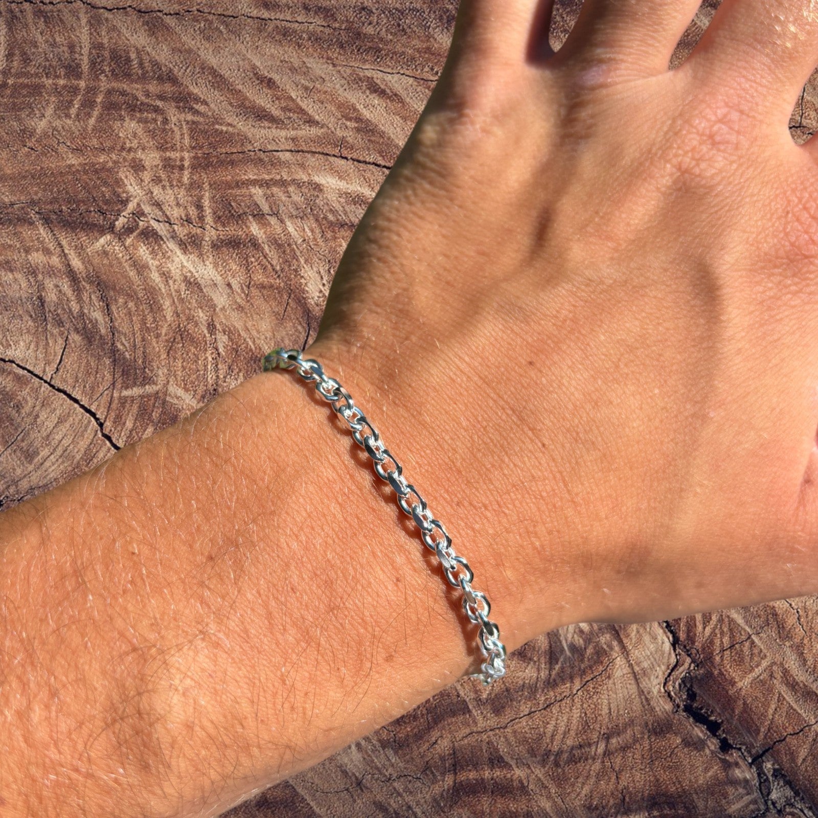 925 Sterling Silver 4mm Anchor Cable Bracelet