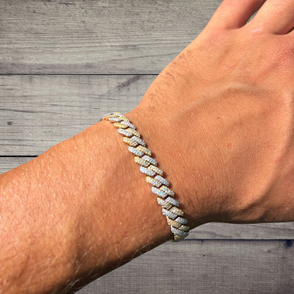 925 Sterling Silver 8mm Moissanite Cuban Prong Bracelet