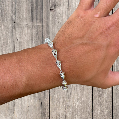 925 Sterling Silver 8mm Barbed Wire Jailhouse Link Bracelet