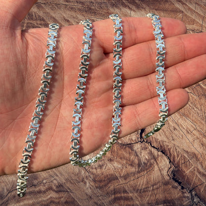 925 Sterling Silver 6mm Flat Byzantine Chain Necklace