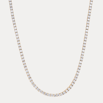 925 Sterling Silver 2mm Tennis Chain Necklace - CZ Or Moissanite