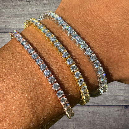 925 Sterling Silver 4mm Tennis Bracelet - CZ Or Moissanite