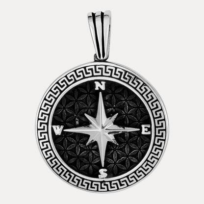 925 Sterling Silver Compass Pendant