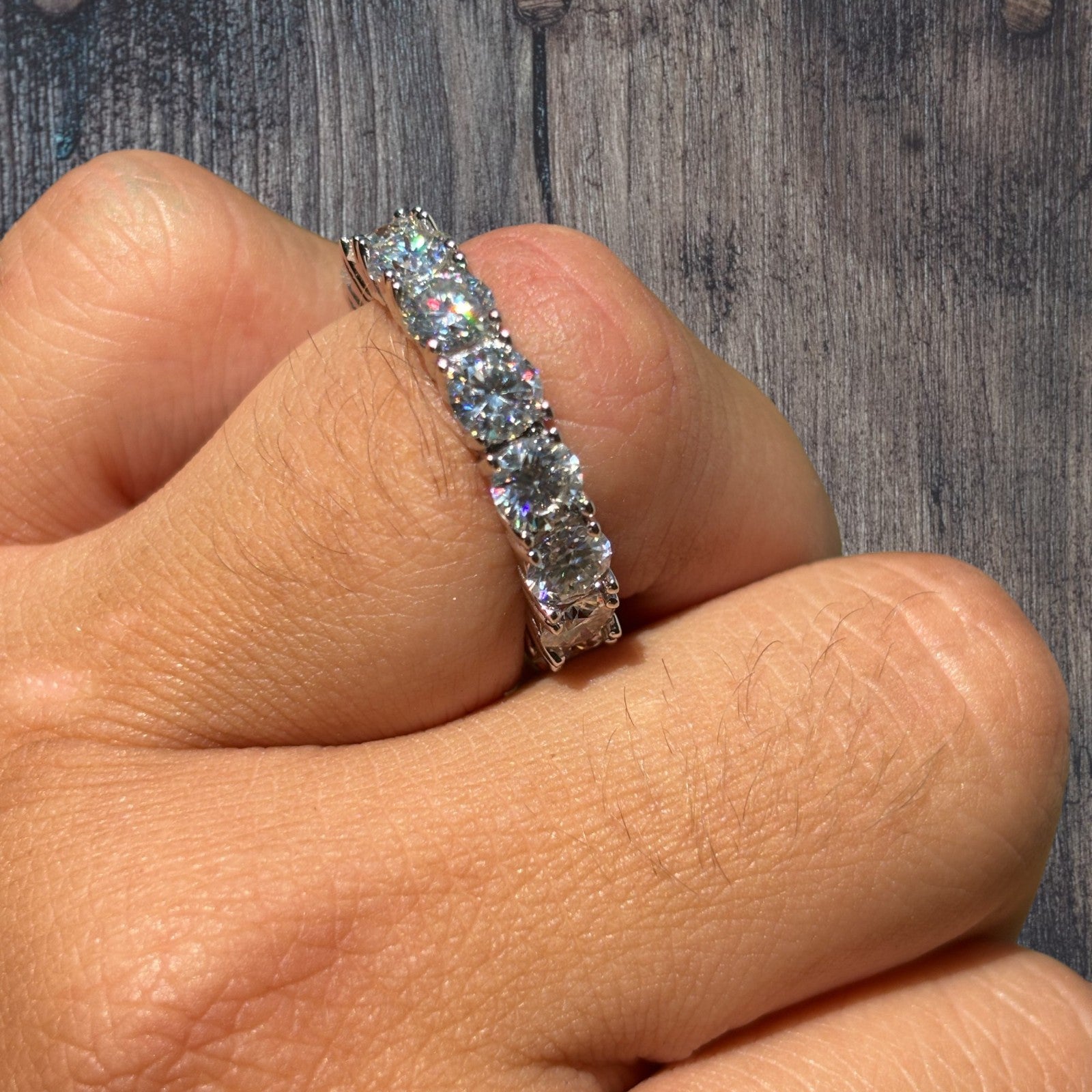 925 Sterling Silver 5mm Moissanite Wedding Band Eternity Ring