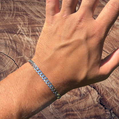 925 Sterling Silver 5mm Flat Curb Bracelet