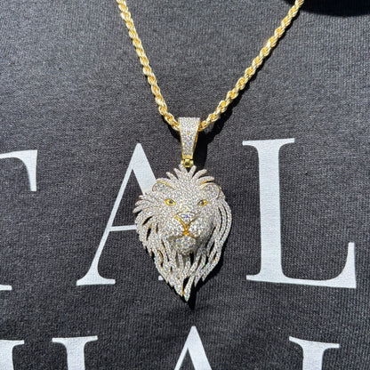 925 Sterling Silver Lion Pendant With Moissanite