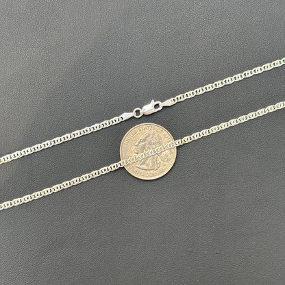 925 Sterling Silver 2.5mm Tiger Eye Chain Necklace