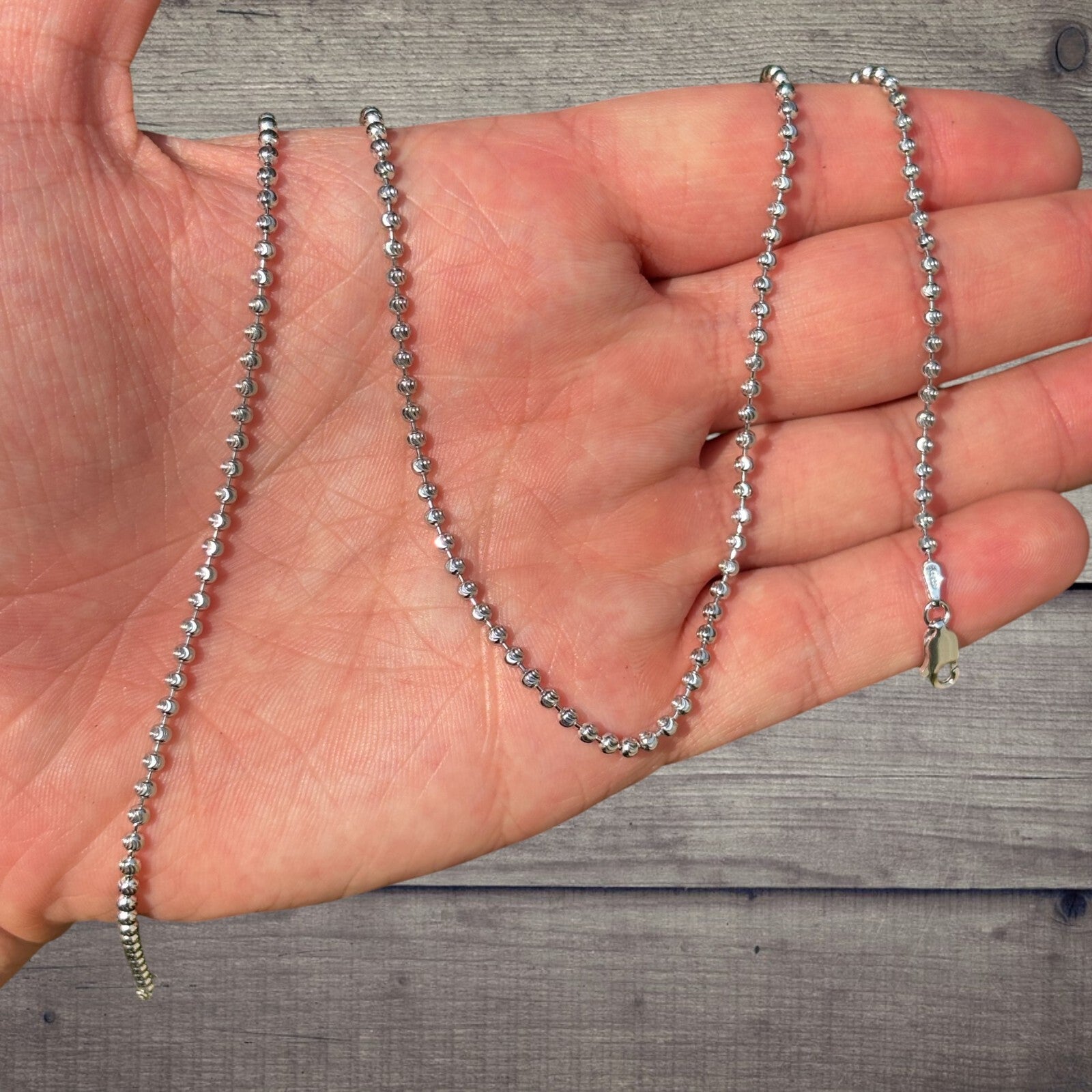 925 Sterling Silver 2.5mm Bead Chain Necklace