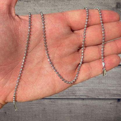 925 Sterling Silver 2.5mm Bead Chain Necklace