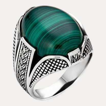 925 Sterling Silver Green Malachite Ring