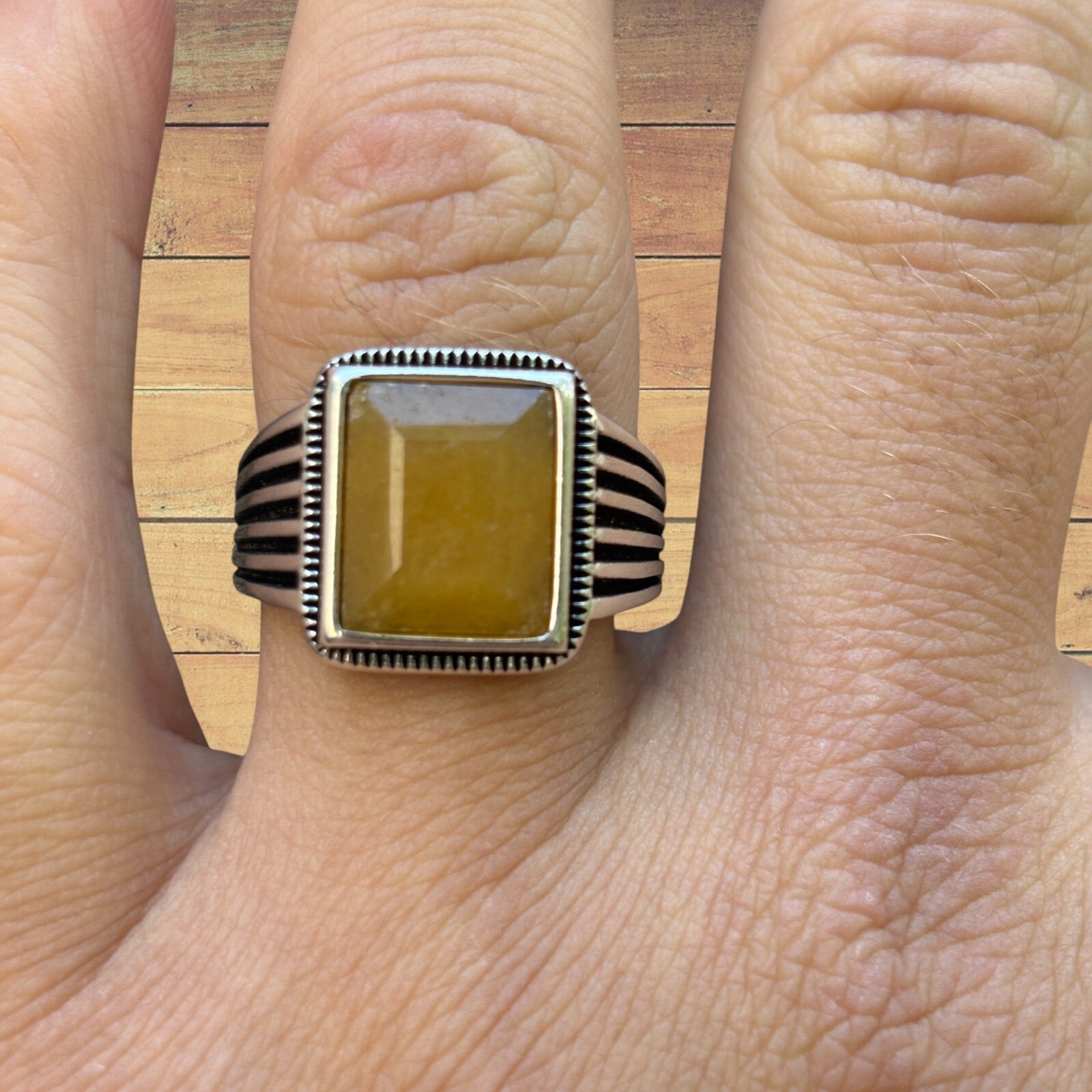 925 Sterling Silver Yellow Sapphire Ring