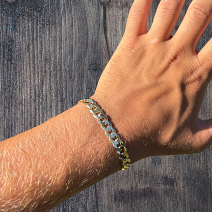 925 Sterling Silver 8mm Flat Curb Bracelet