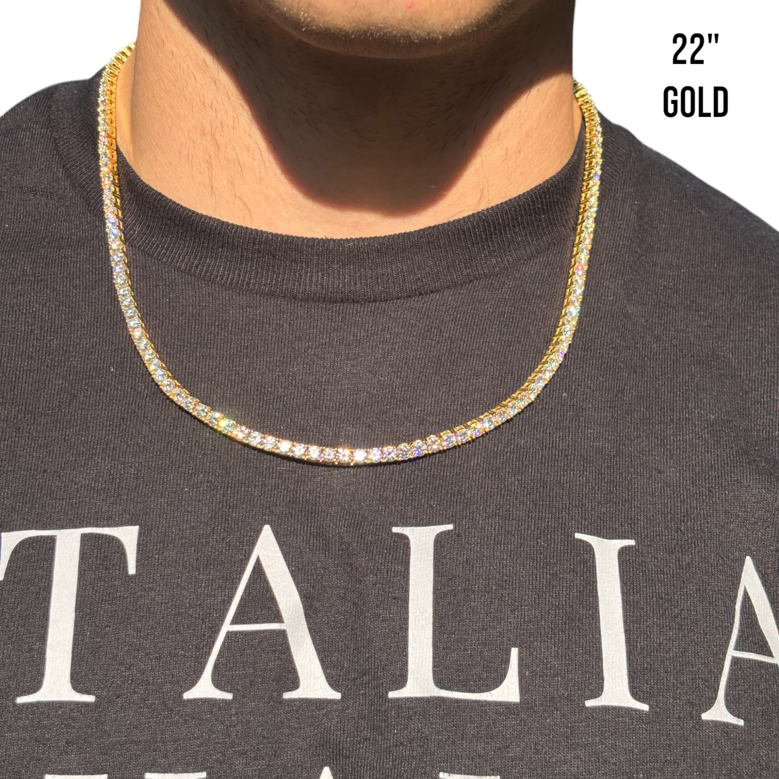 925 Sterling Silver 4mm Tennis Chain Necklace - CZ Or Moissanite