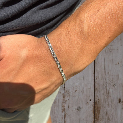 925 Sterling Silver 3.5mm Double Curb Bracelet