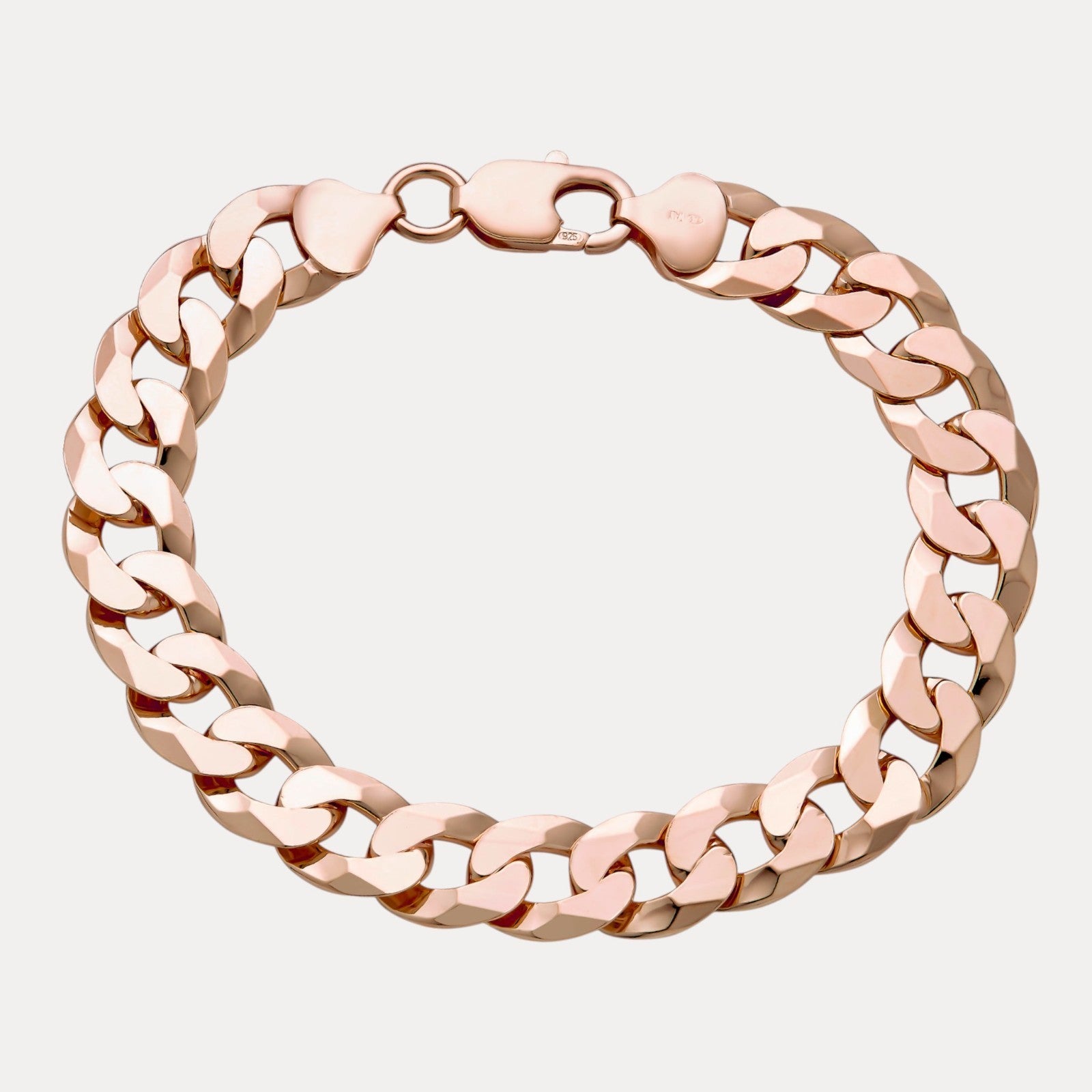 925 Sterling Silver 10.5mm Flat Curb Bracelet