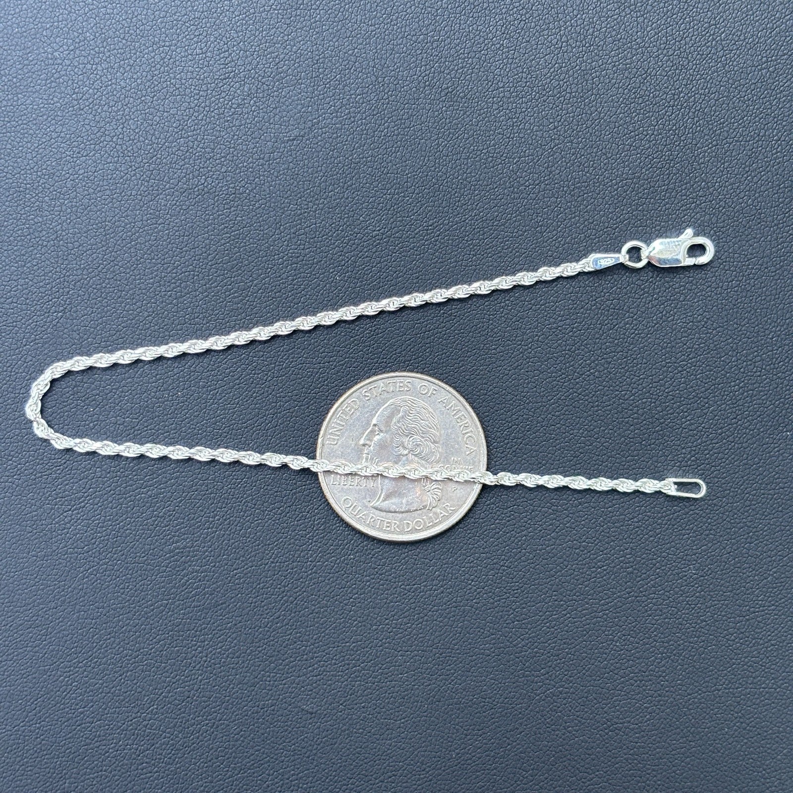 925 Sterling Silver 2mm Diamond Cut Rope Bracelet