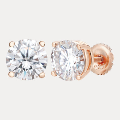 925 Sterling Silver 8mm Moissanite Earrings 4ct TW Studs