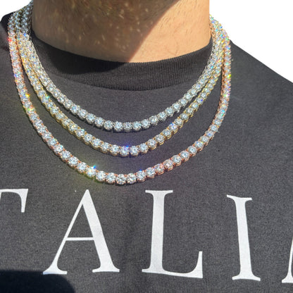 925 Sterling Silver 6mm Tennis Chain Necklace - CZ Or Moissanite