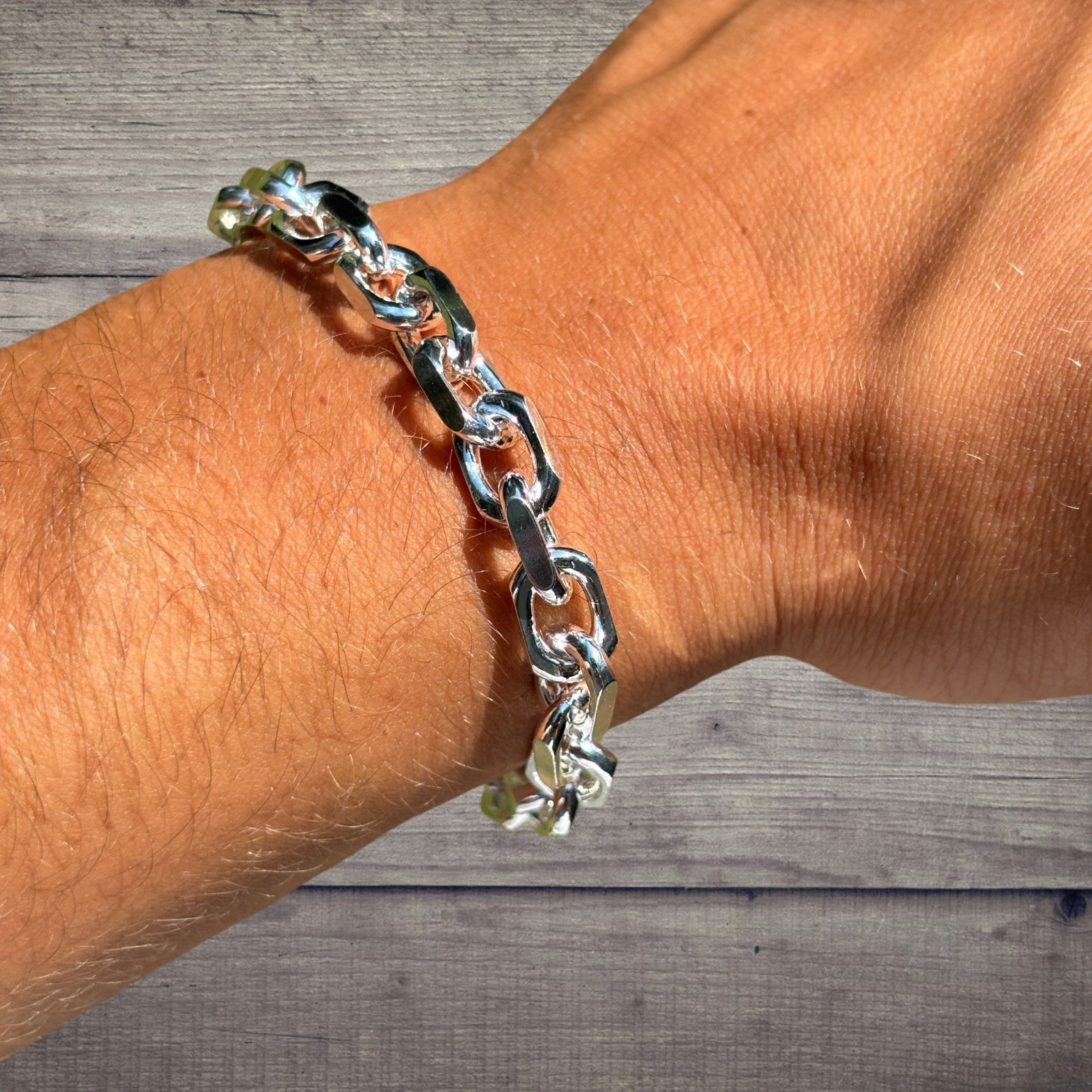 925 Sterling Silver 8mm Anchor Cable Bracelet