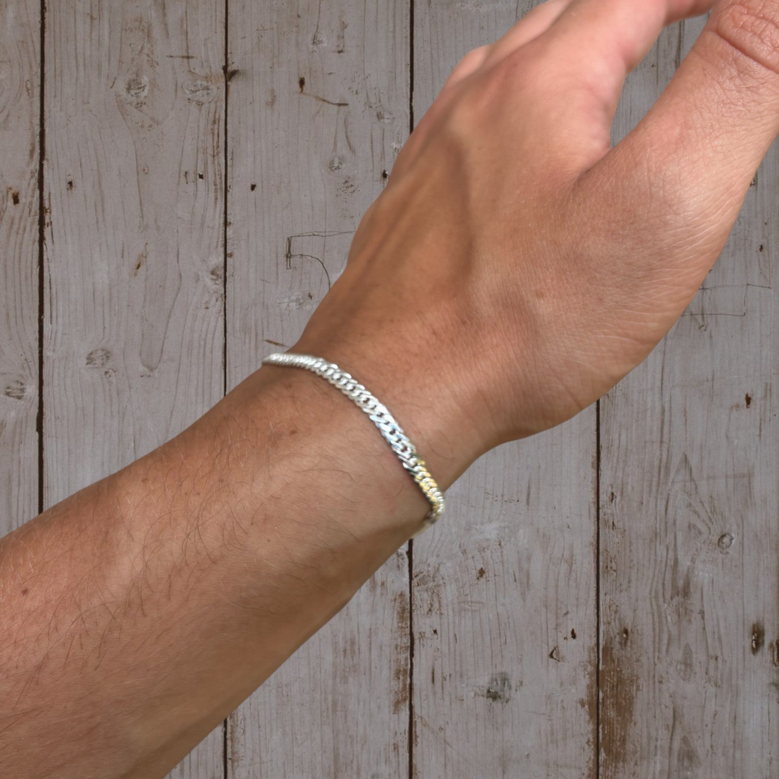 925 Sterling Silver 3.5mm Double Curb Bracelet