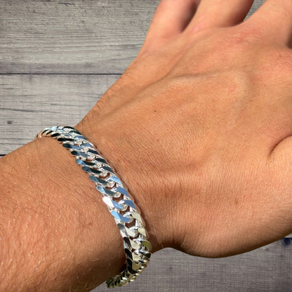 925 Sterling Silver 10mm Double Curb Bracelet