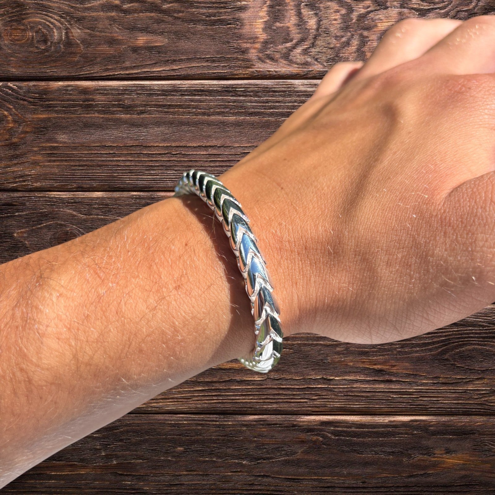 925 Sterling Silver 7mm Rounded Franco Bracelet W. Box Clasp