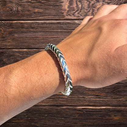 925 Sterling Silver 7mm Rounded Franco Bracelet W. Box Clasp