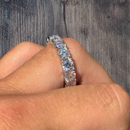 925 Sterling Silver 5mm Moissanite Wedding Band Eternity Ring