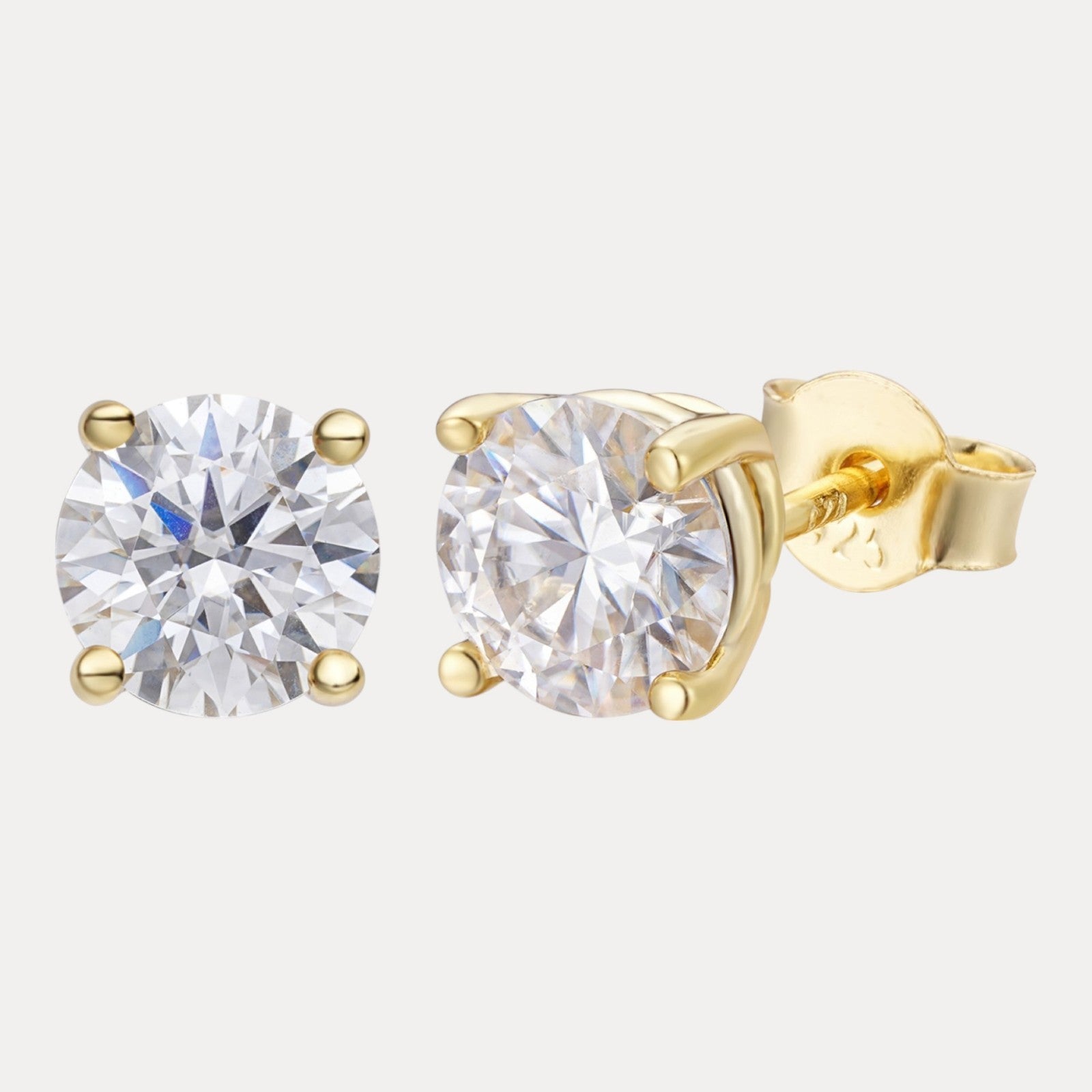 925 Sterling Silver 6.5mm Moissanite Earrings 2ct TW Studs