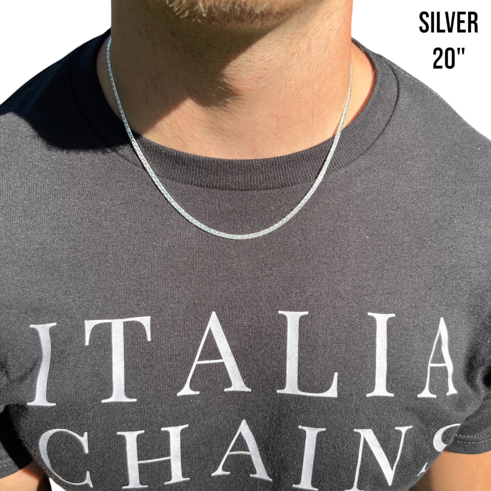 925 Sterling Silver 2.5mm Dollar Chain Necklace