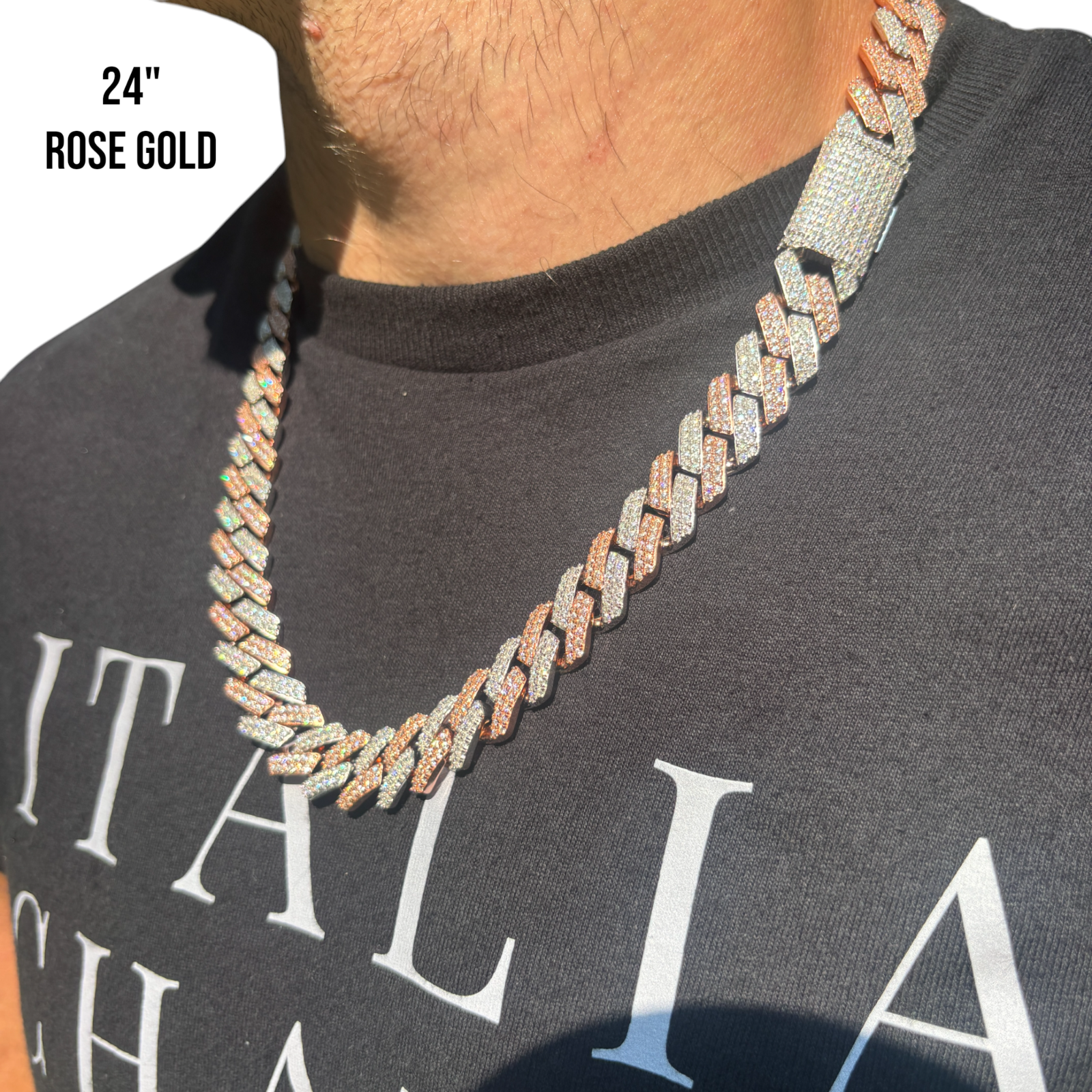 925 Sterling Silver 16mm Moissanite Miami Cuban Prong Chain Necklace