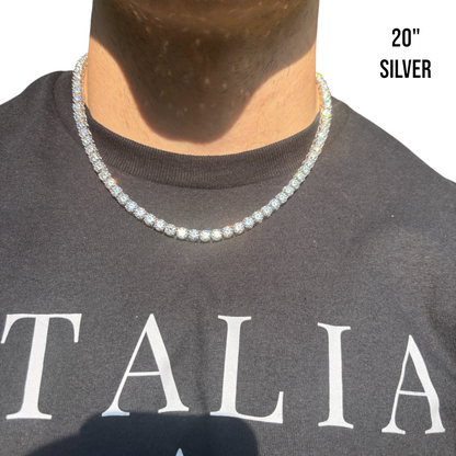 925 Sterling Silver 6mm Tennis Chain Necklace - CZ Or Moissanite