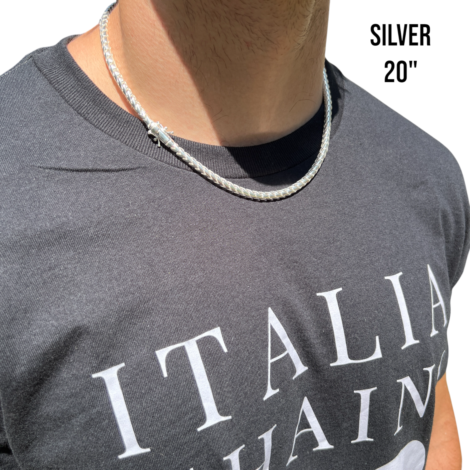 925 Sterling Silver 5mm Rounded Franco Chain Necklace