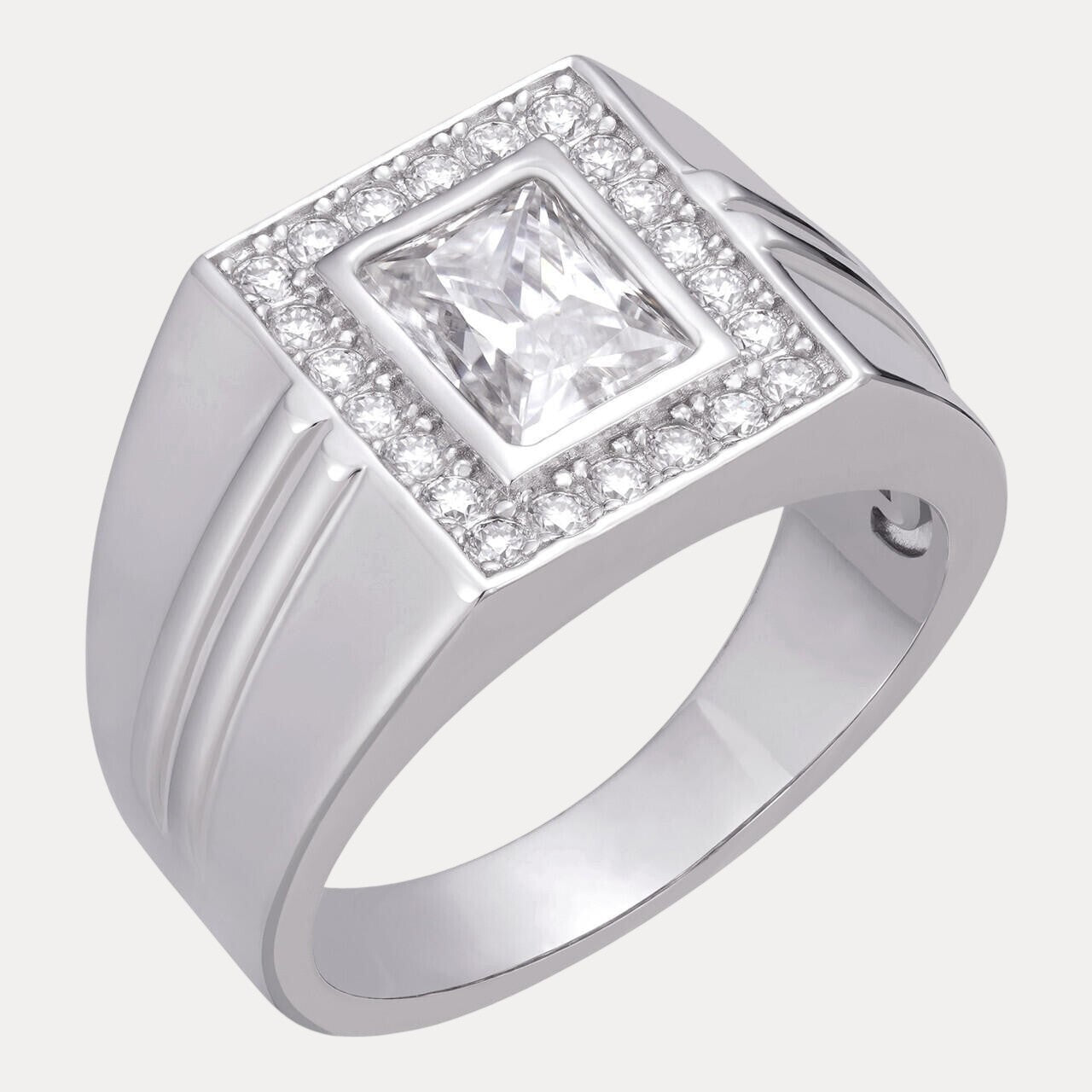 925 Sterling Silver Baguette Cut Ring With Moissanite