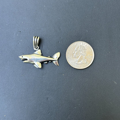 925 Sterling Silver Great White Shark Pendant
