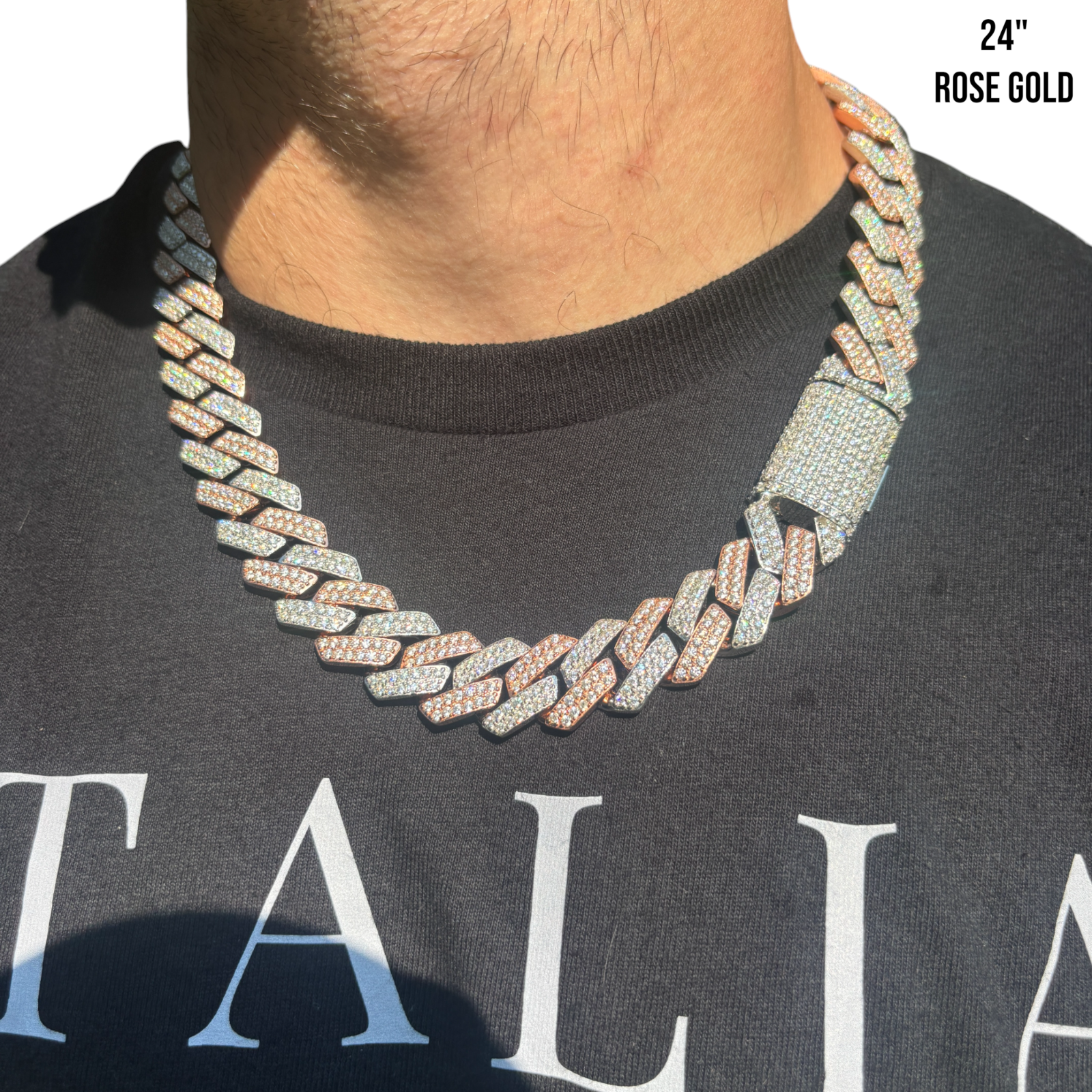 925 Sterling Silver 20mm Moissanite Miami Cuban Prong Chain Necklace